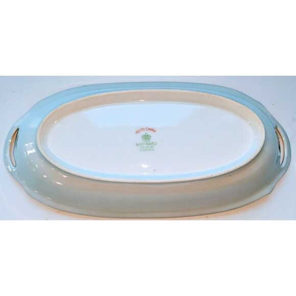Vintage Meito Hand Painted China Made In Japan Serving Oval Dish Floral 9"× 4" - Picture 5 of 8